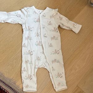 Cream Floral Bunny Print Baby One-Piece